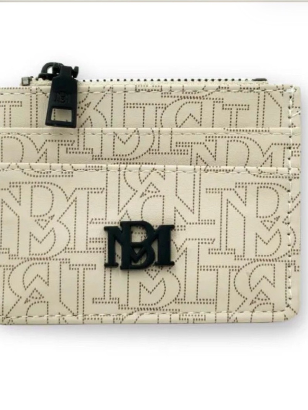Badgley Mischka Cream Card Sleeve with Black Logo